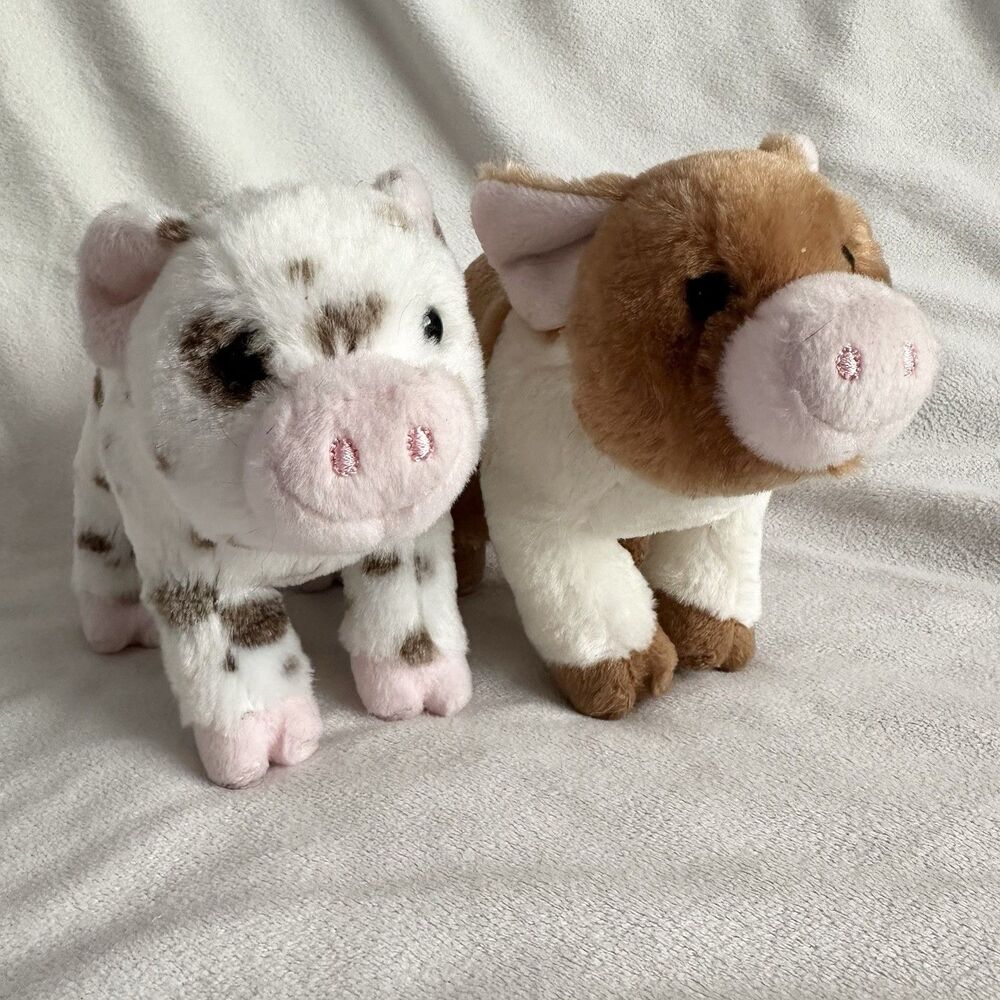 Douglas Cuddle Toy Spotted Pig Plush Lot Of 2 Toy Farm Stuffed Animal